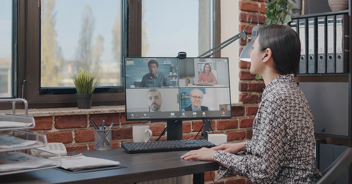 woman sitting at computer