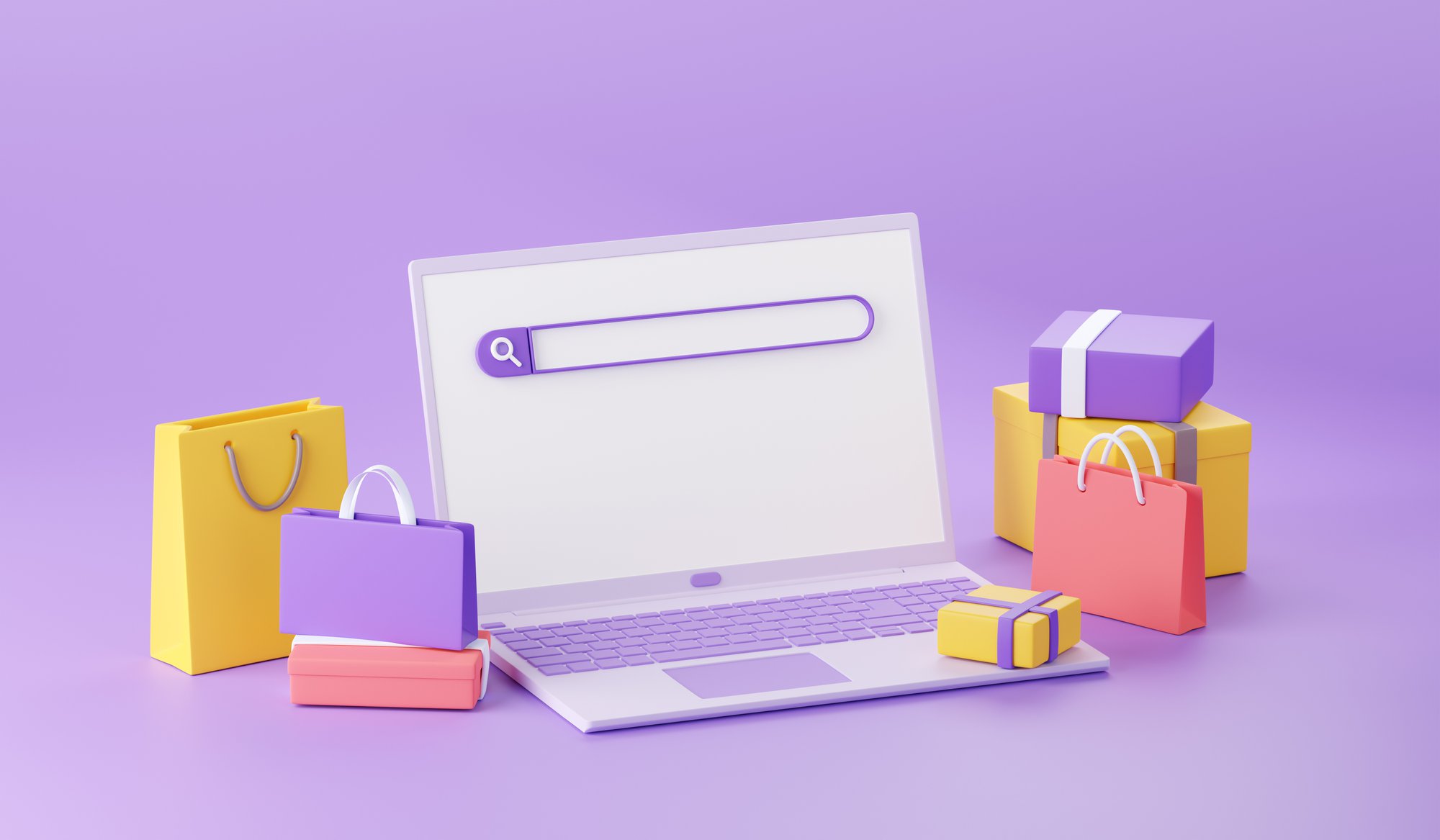 A computer with many colorful bags and a search bar

AI-generated content may be incorrect.